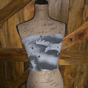 🔴Gray Abstract Print Women's Crop Top